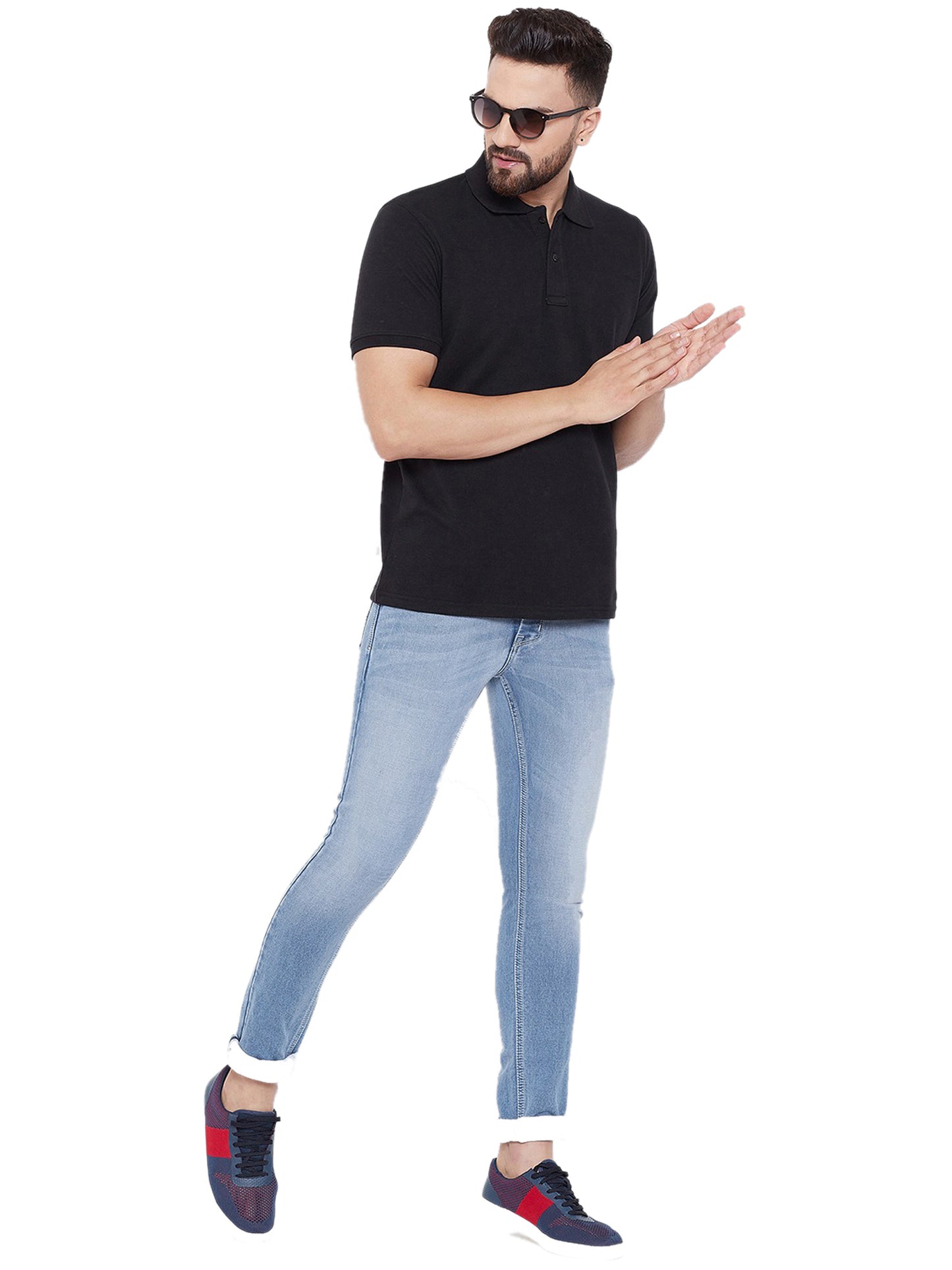 Cotton Blend Solid Half Sleeves Mens Polo Neck T-Shirt (Pack of 4) - Bharat Bazaar