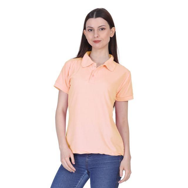 Ketex Peach Cotton Blend Polo Neck Tshirt - Bharat Bazaar