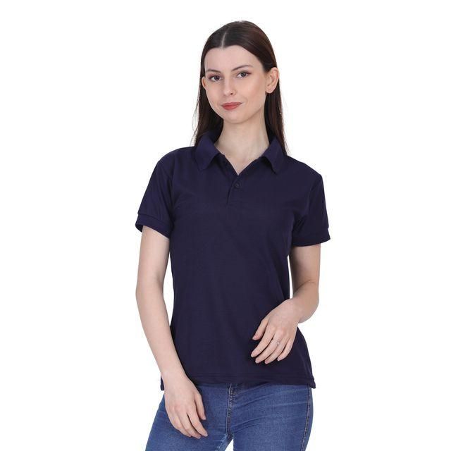 Ketex Navy Blue Cotton Blend Polo Neck Tshirt - Bharat Bazaar