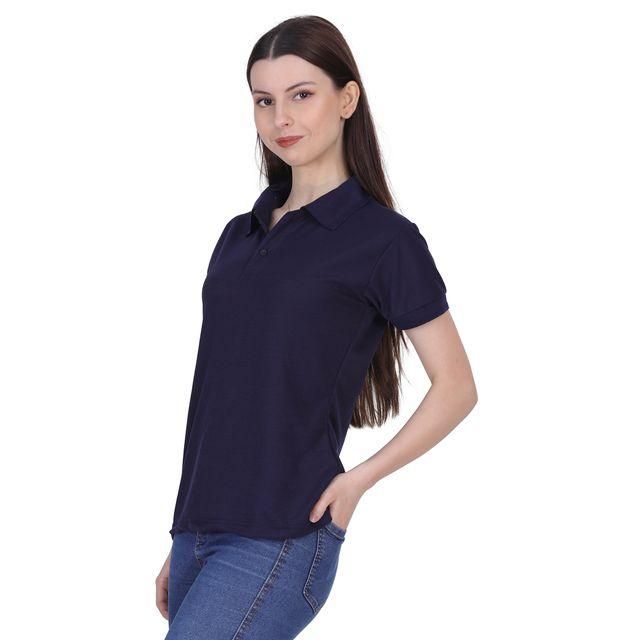 Ketex Navy Blue Cotton Blend Polo Neck Tshirt - Bharat Bazaar