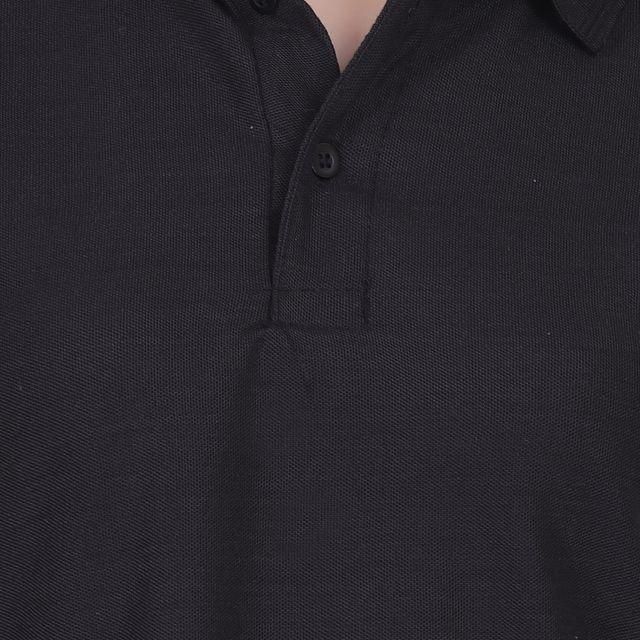 Ketex Black Cotton Blend Polo Neck Tshirt - Bharat Bazaar