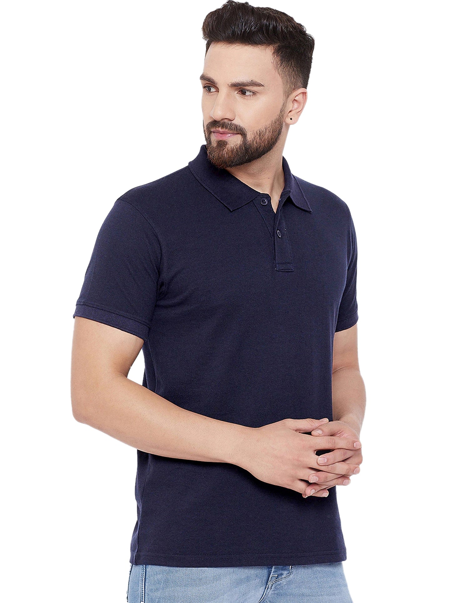 Cotton Blend Solid Half Sleeves Mens Polo T-Shirt Pack Of 4 - Bharat Bazaar