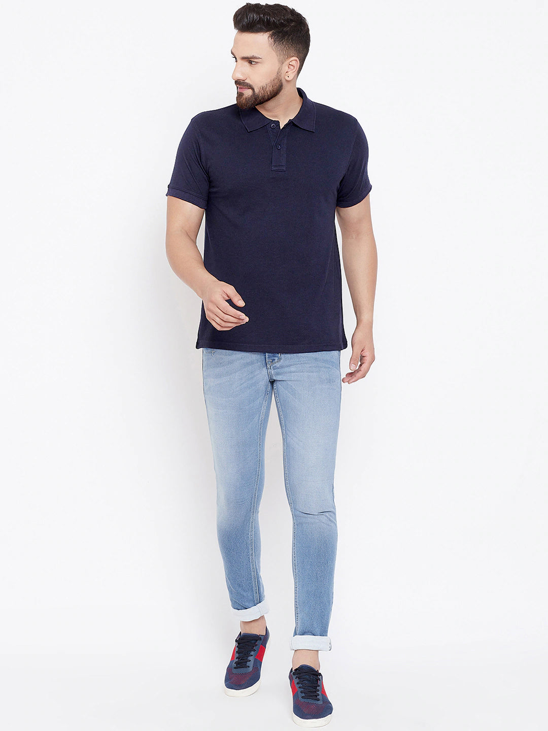 Cotton Blend Solid Half Sleeves Mens Polo T-Shirt Pack Of 4 - Bharat Bazaar