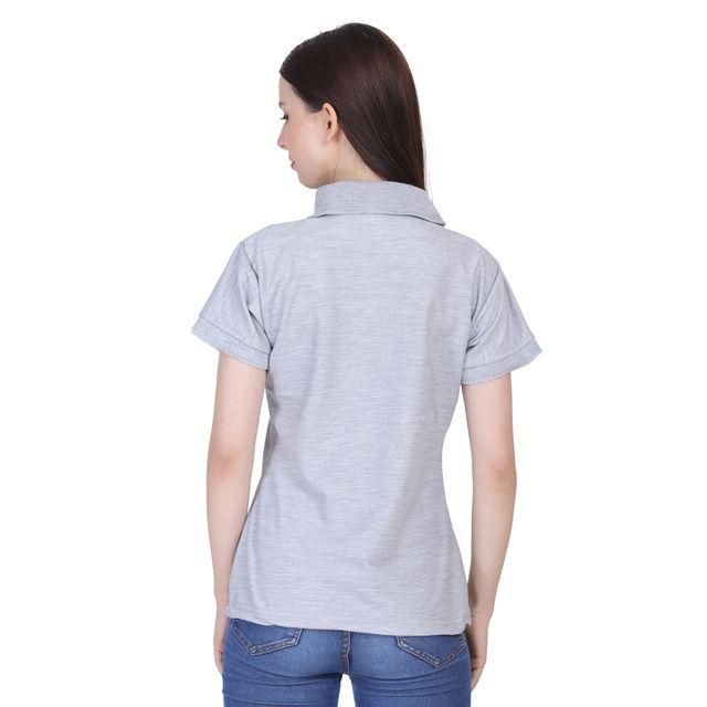Ketex Grey Cotton Blend Polo Neck Tshirt - Bharat Bazaar