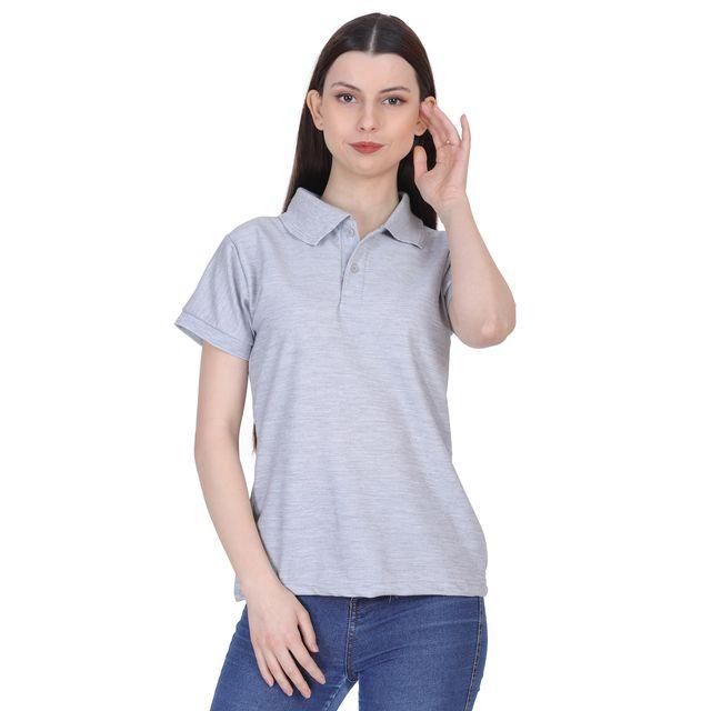 Ketex Grey Cotton Blend Polo Neck Tshirt - Bharat Bazaar