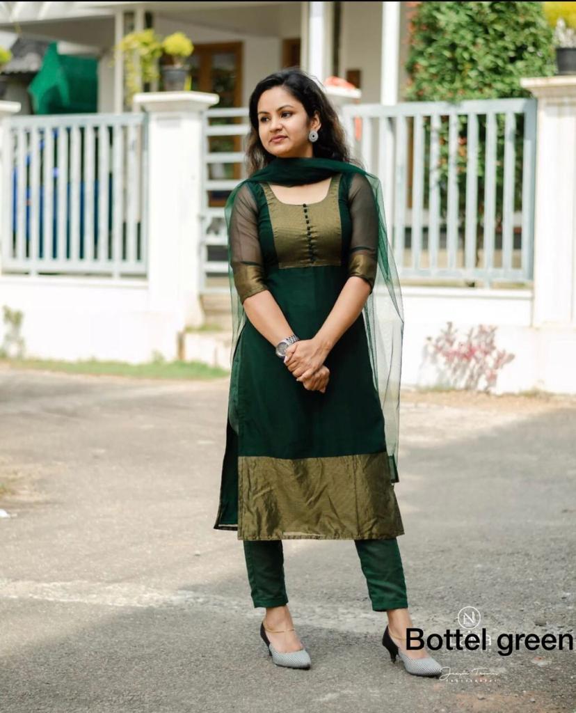 Premium Jacquard Chiffon Kurti Pant Sets - Bharat Bazaar