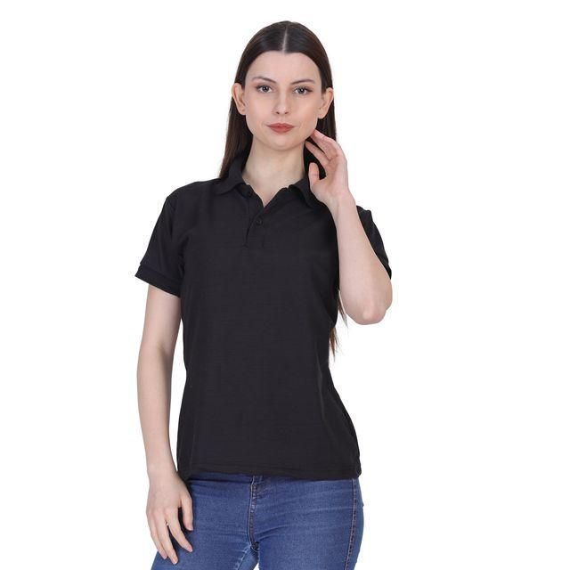 Ketex Black Cotton Blend Polo Neck Tshirt - Bharat Bazaar