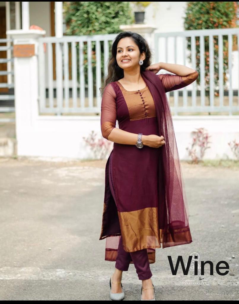 Premium Jacquard Chiffon Kurti Pant Sets - Bharat Bazaar