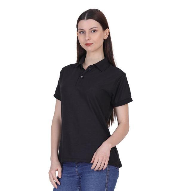 Ketex Black Cotton Blend Polo Neck Tshirt - Bharat Bazaar