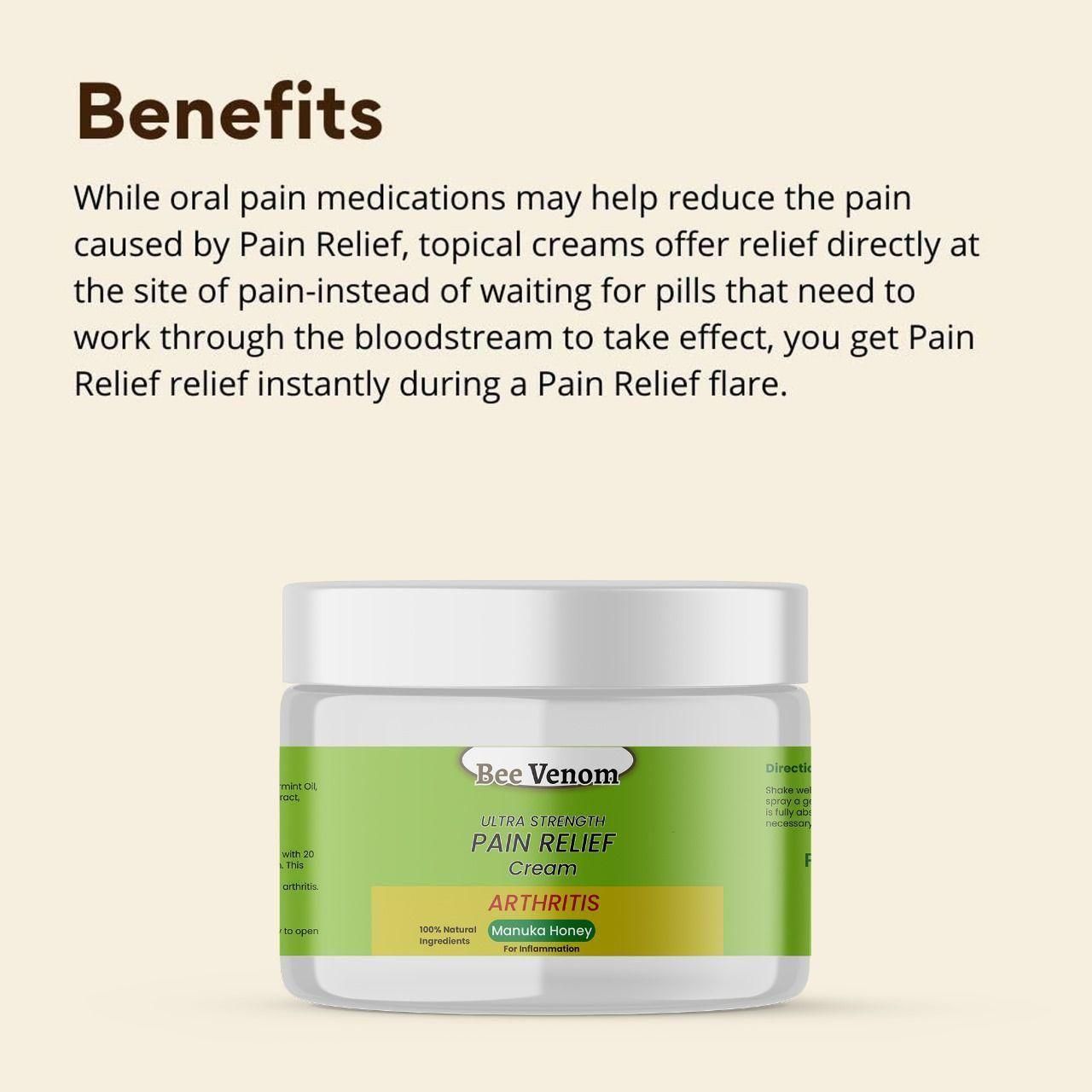Bee Venom Ultra Strength Bone & Joint Pain Relief Cream 100 gram (Pack of 2)