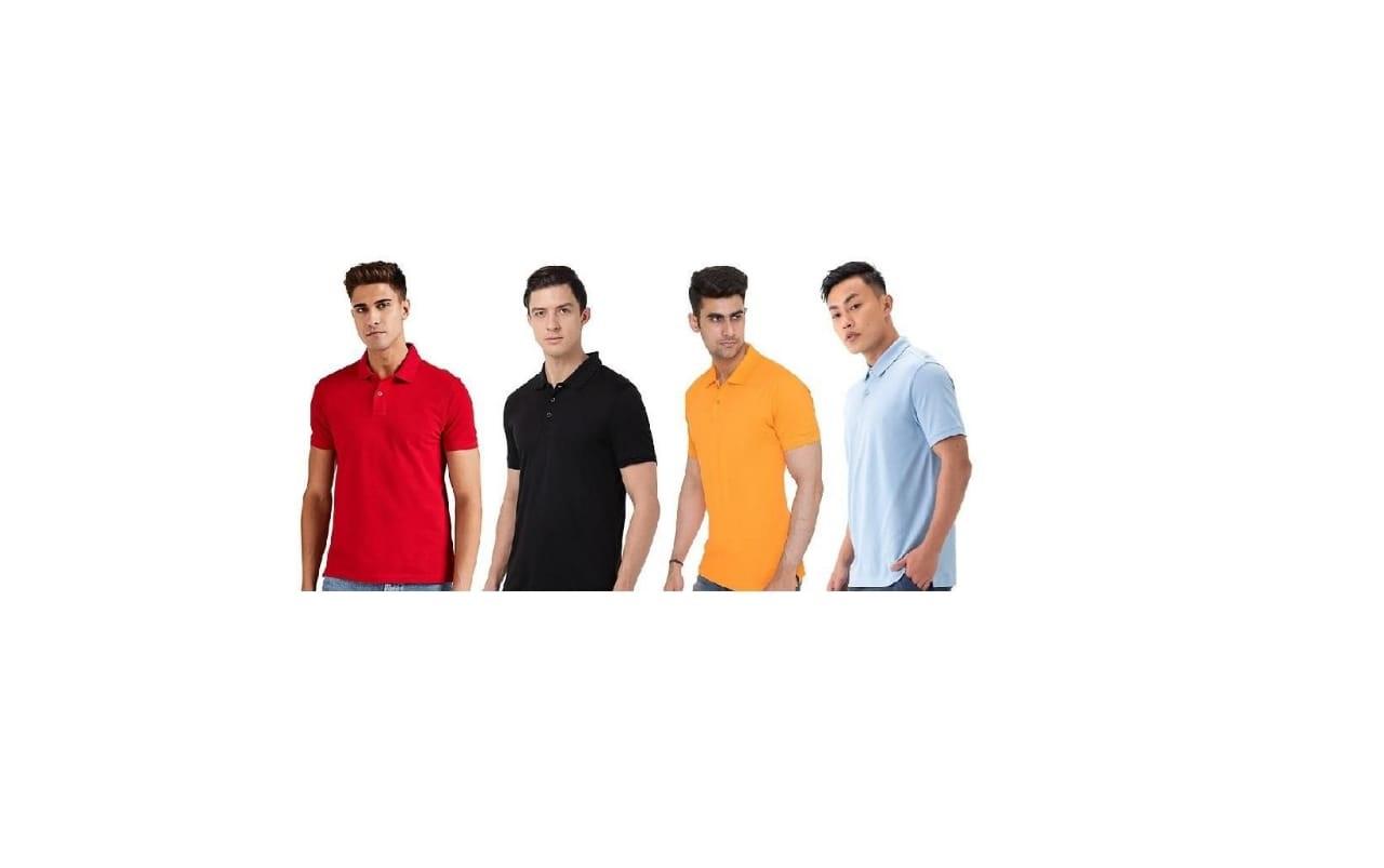 Matty Solid Half Sleeves Polo Neck Mens T-Shirt - Pack of 4 - Bharat Bazaar