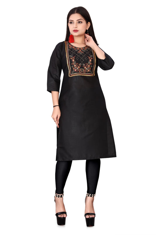 Women's Embroidery Cotton Slub Kurti