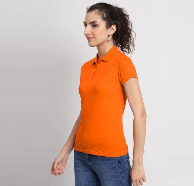 Ketex Orange Cotton Blend Polo Neck Tshirt - Bharat Bazaar