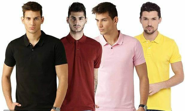 Poly Cotton Solid Half Sleeves Mens Polo T-shirt (Pack of 4)