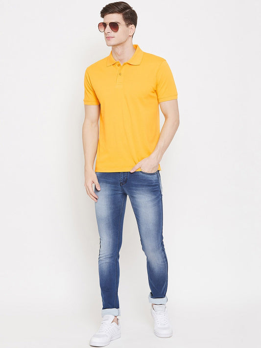 Cotton Blend Solid Half Sleeves Mens Polo T-Shirt