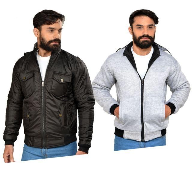 Fidato Full Sleeve Men Reversible Bomber Jacket