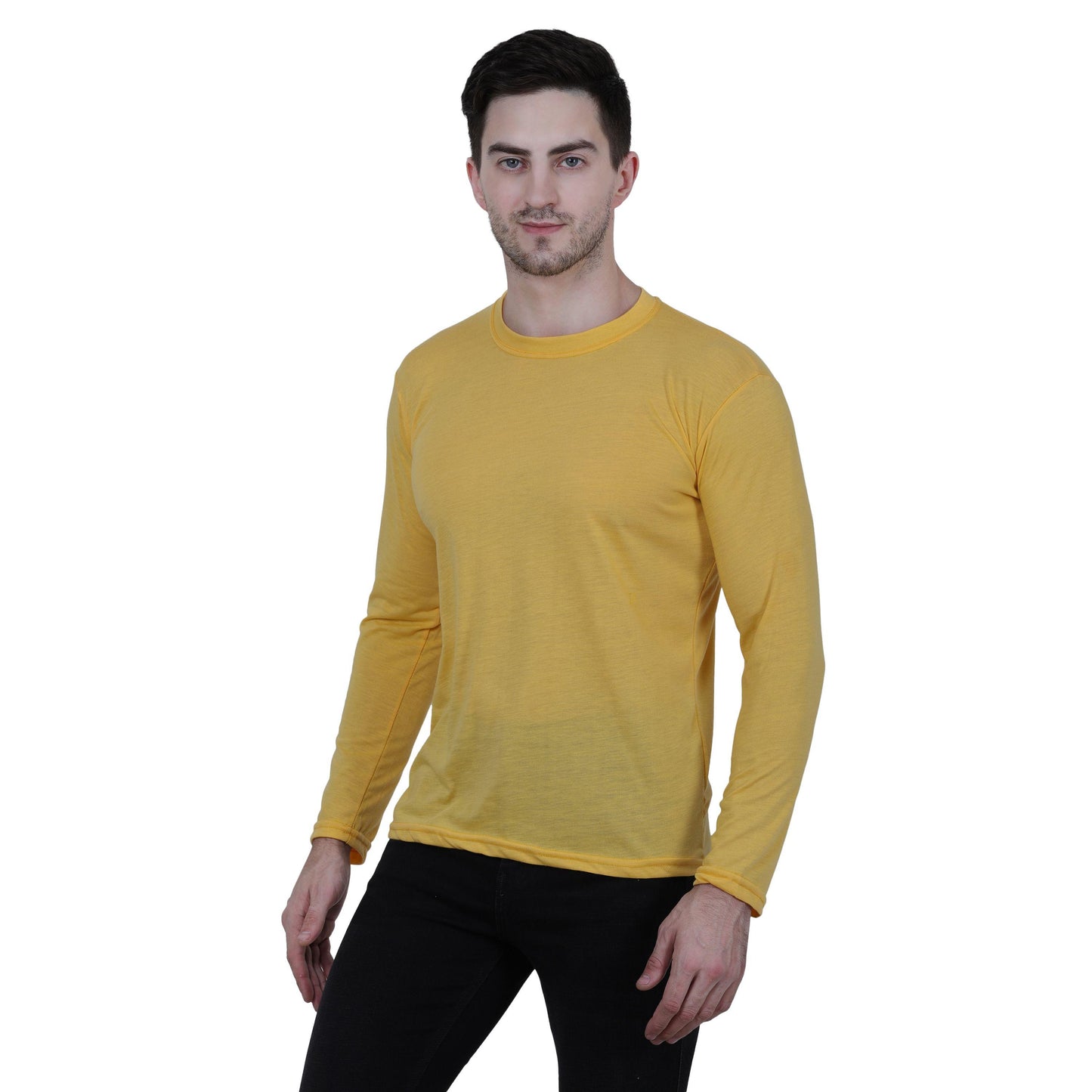 Cotton Blend Solid Full Sleeves T-Shirt