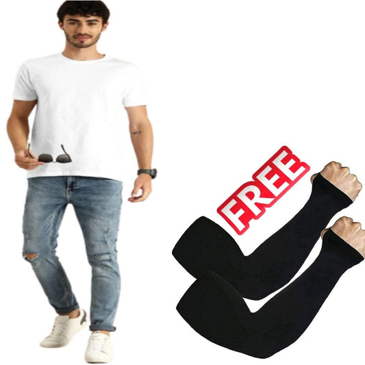 Fidato Men's Half Sleeves T-shirt With Long Gloves