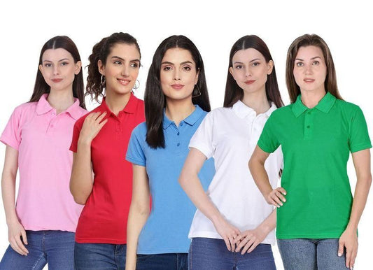 Ketex Cotton Blend Polo Neck T-shirt (Pack Of 5)