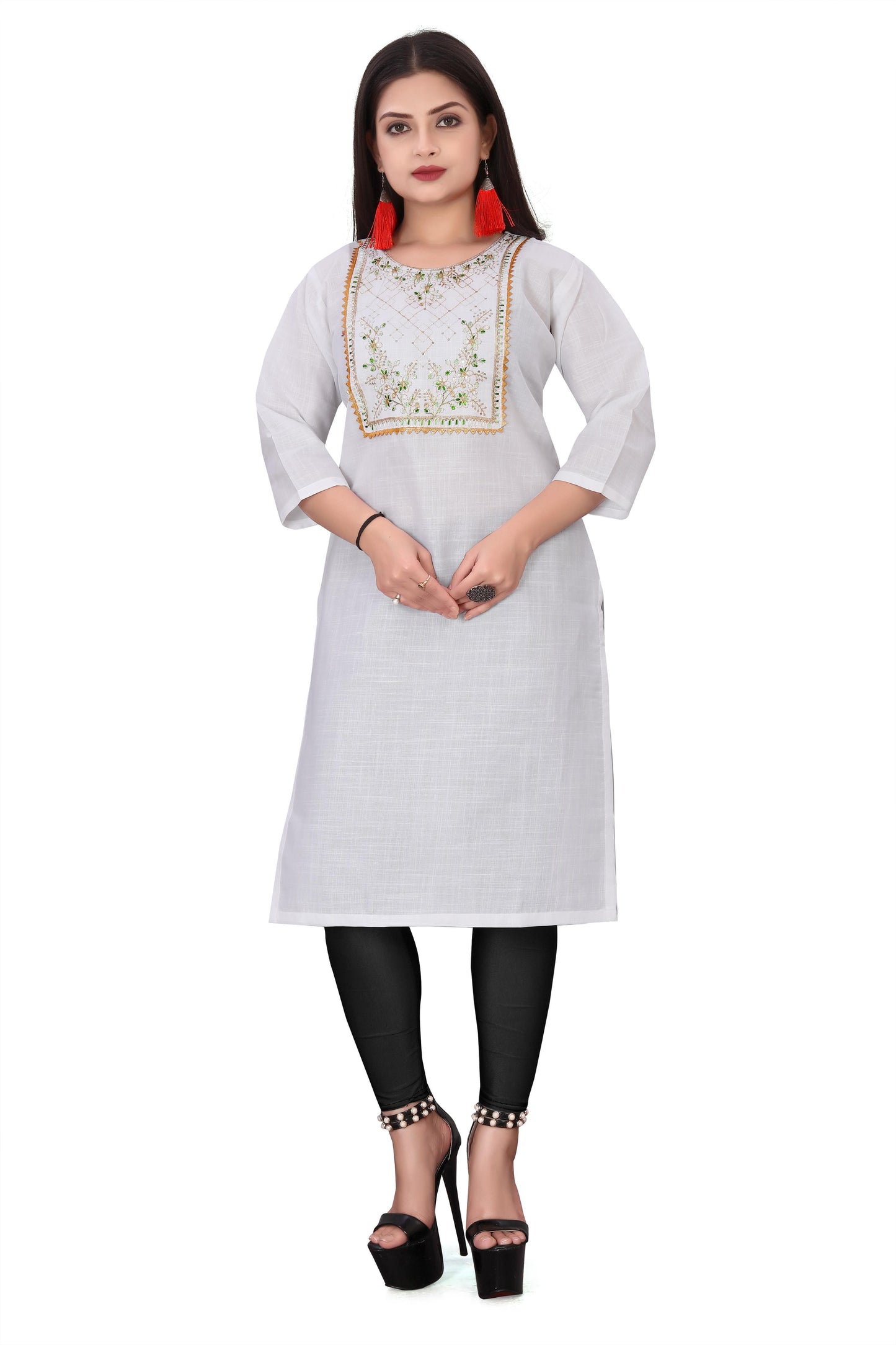 Women's Embroidery Cotton Slub Kurti