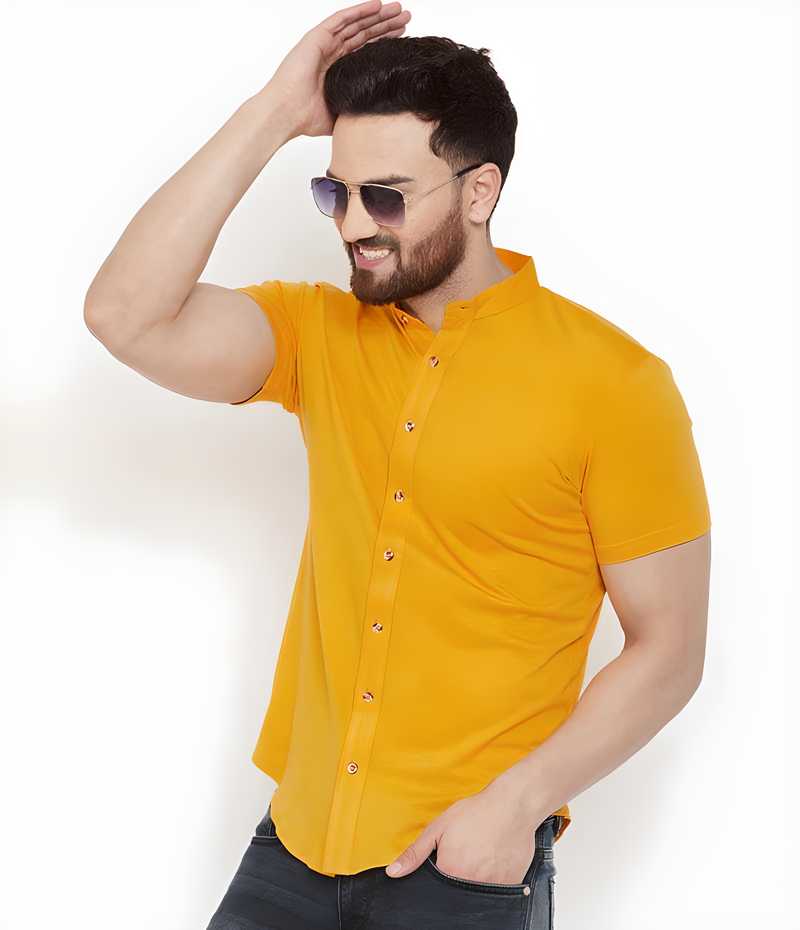 Cotton Blend Solid Half Sleeves Casual Shirt