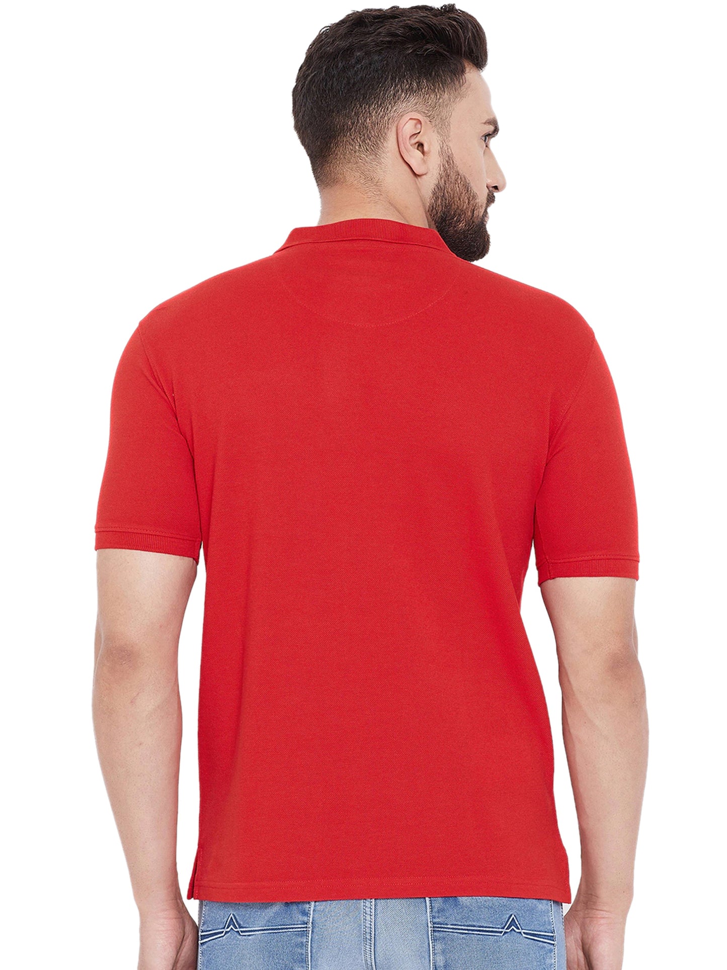 Cotton Blend Solid Half Sleeves Mens Polo T-Shirt