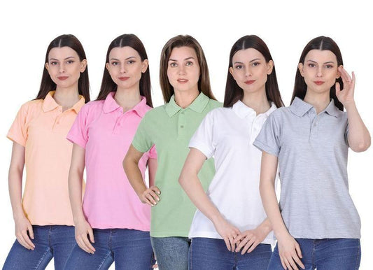 Ketex Cotton Blend Polo Neck T-shirt (Pack Of 5)