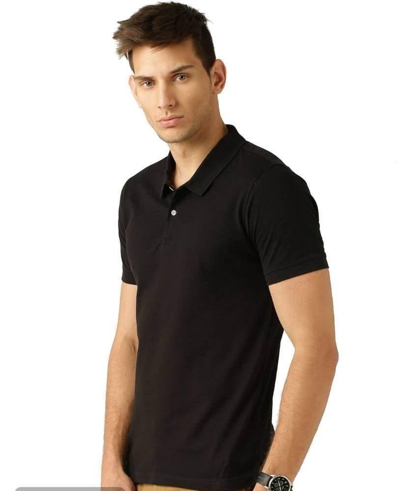 Cotton Blend Solid Half Sleeves Mens Polo Neck T-Shirt (Pack of 4)