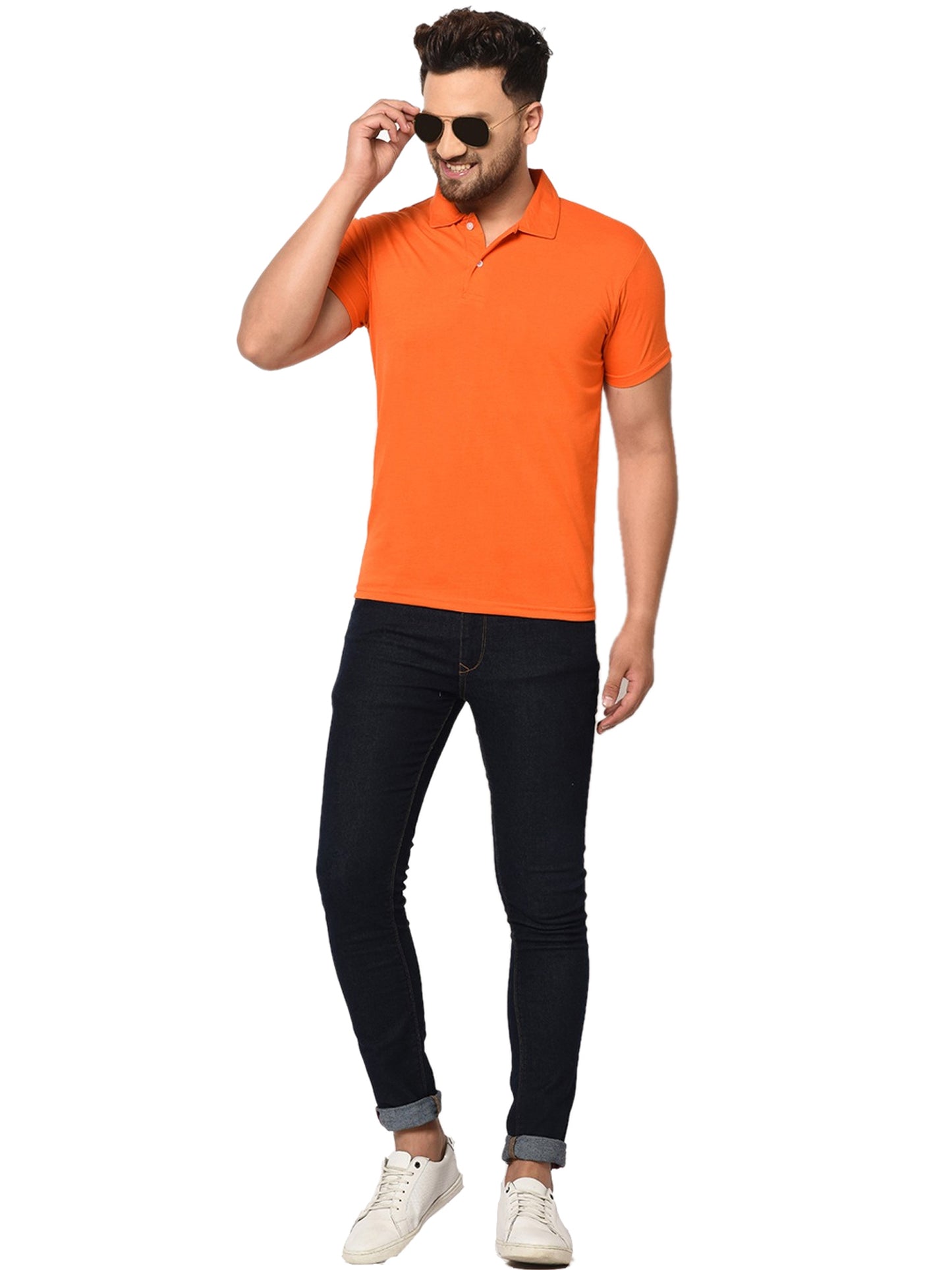 Cotton Blend Solid Half Sleeves Mens Polo Neck T-Shirt (Pack of 4)