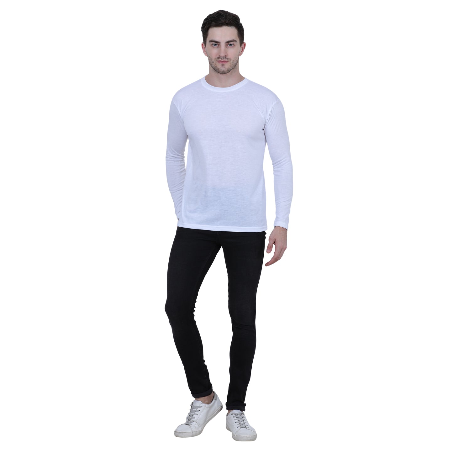 Cotton Blend Solid Full Sleeves Men's Stylish Tshirt