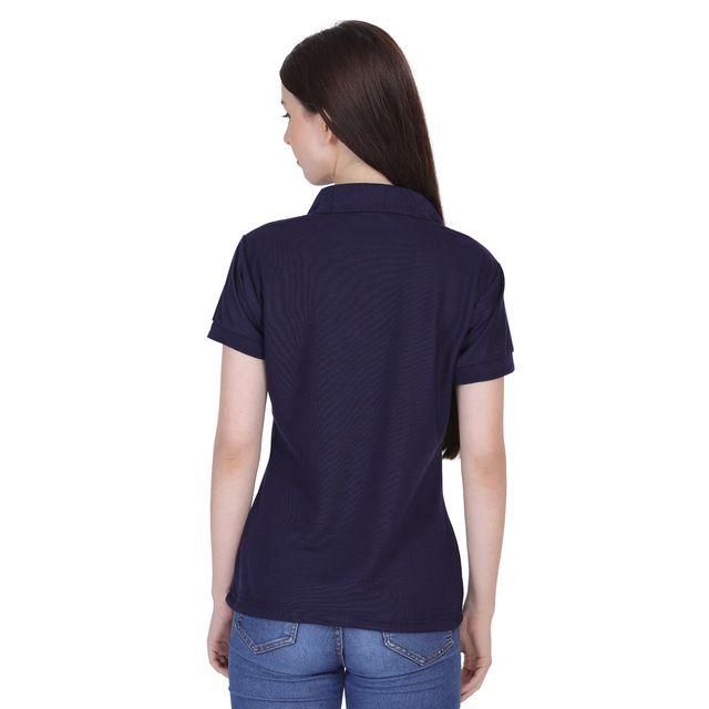 Ketex Navy Blue Cotton Blend Polo Neck Tshirt