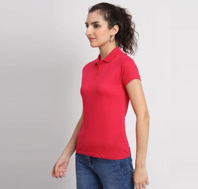 Ketex Red Cotton Blend Polo Neck Tshirt