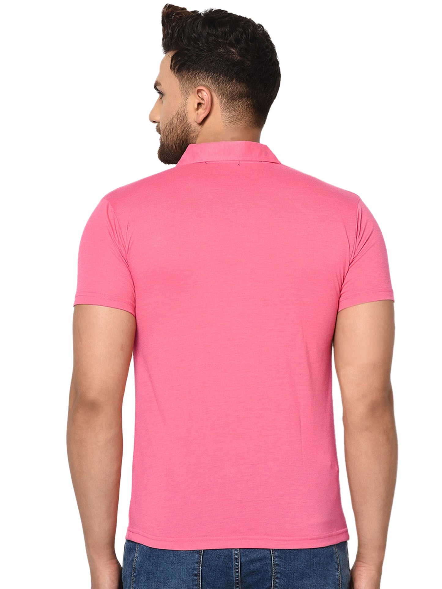 Cotton Blend Solid Half Sleeves Mens Polo T-Shirt