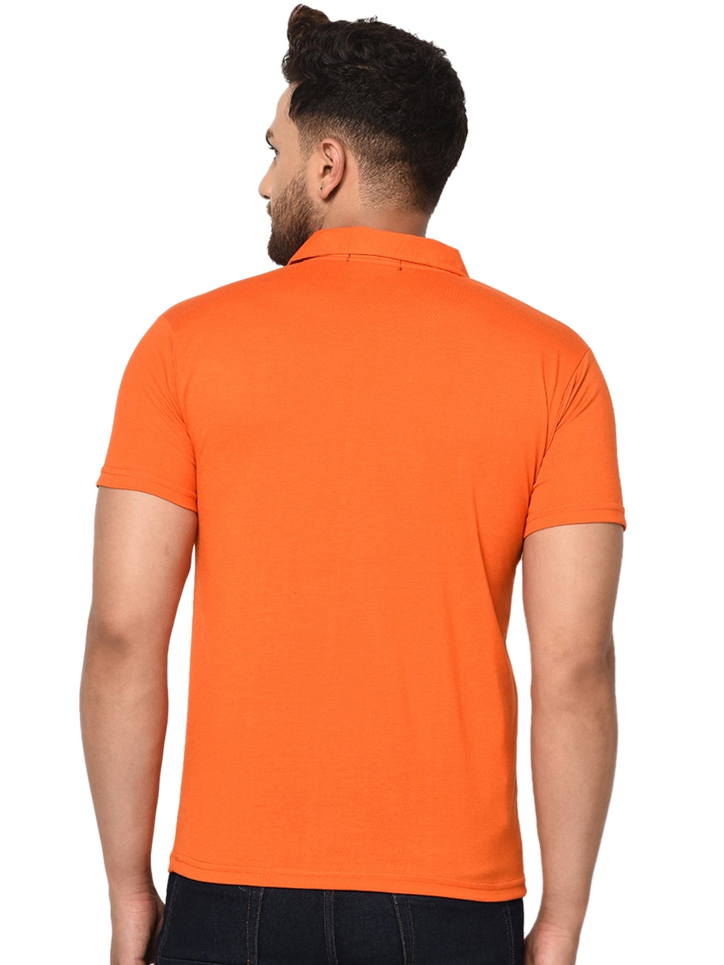 Cotton Blend Solid Half Sleeves Mens Polo Neck T-Shirt (Pack of 4)