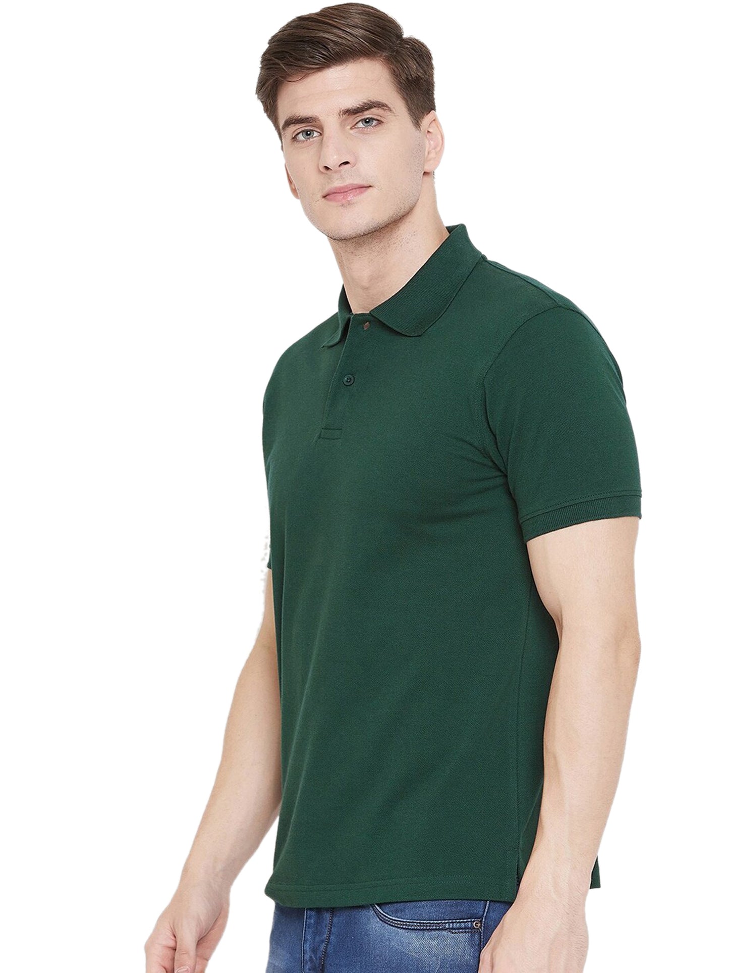 Cotton Blend Solid Half Sleeves Mens Polo Neck T-Shirt (Pack of 3)