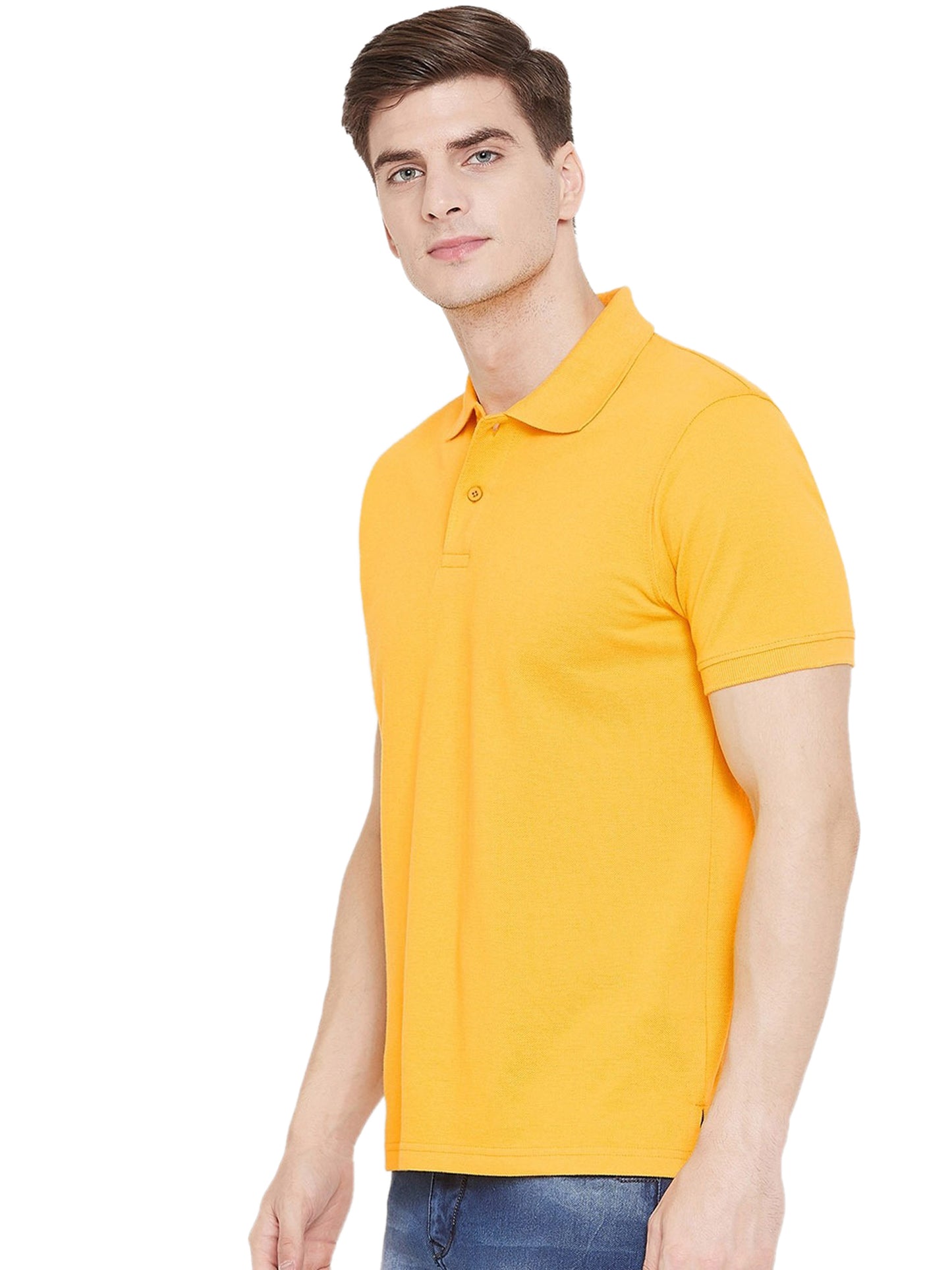 Cotton Blend Solid Half Sleeves Mens Polo T-Shirt