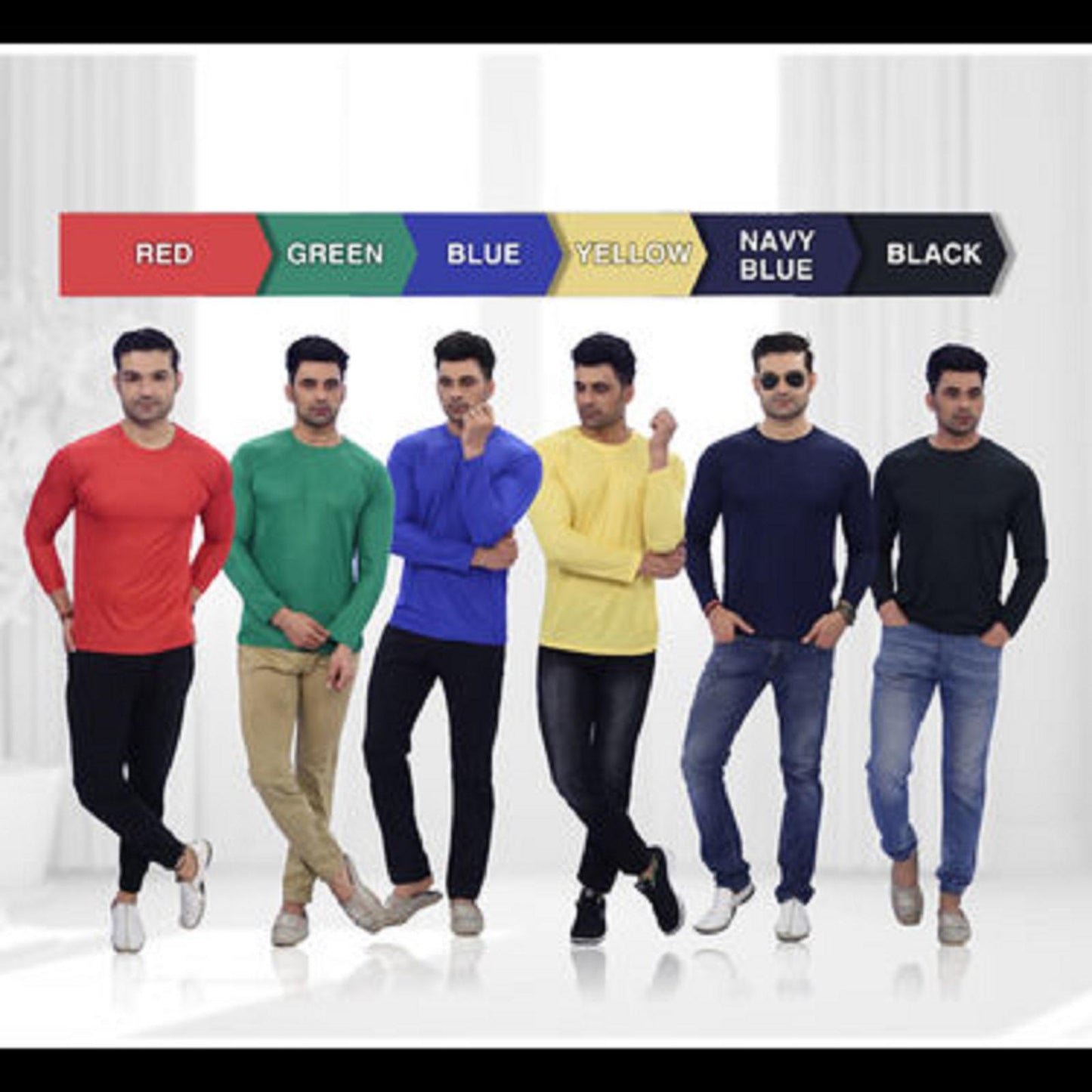 Fidato Men's Full Sleeves Round Neck T-shirt FD6RT1 Pack Of 6