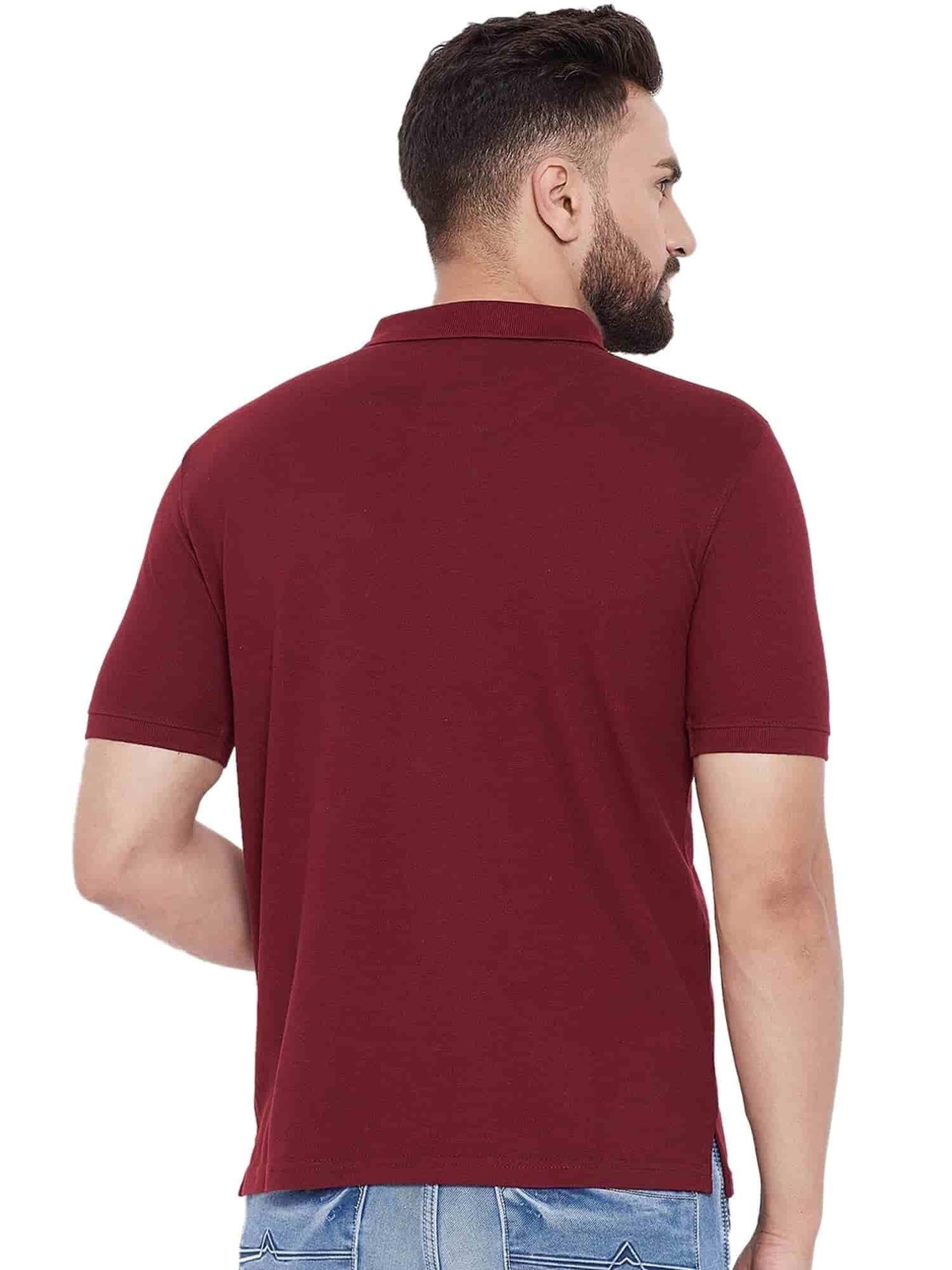 Cotton Blend Solid Half Sleeves Mens Polo T-Shirt