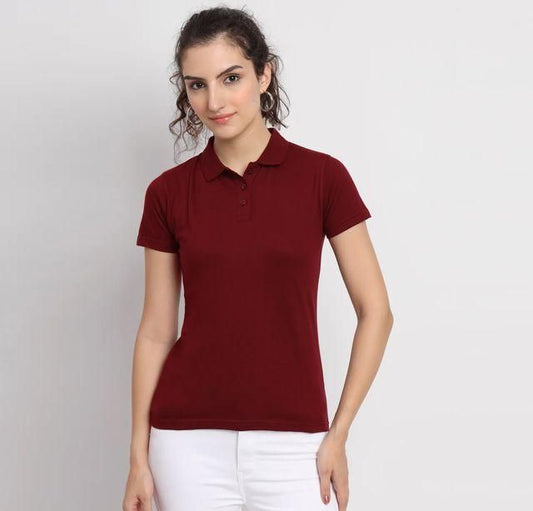 Ketex Maroon Cotton Blend Polo Neck Tshirt