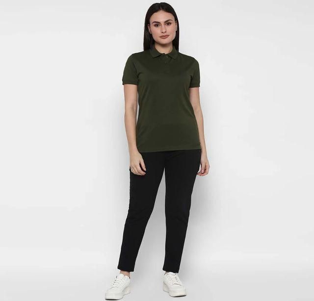 Ketex Bottle Green Cotton Blend Polo Neck Tshirt - Bharat Bazaar