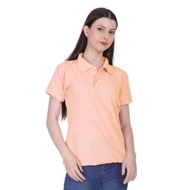 Ketex Peach Cotton Blend Polo Neck Tshirt - Bharat Bazaar
