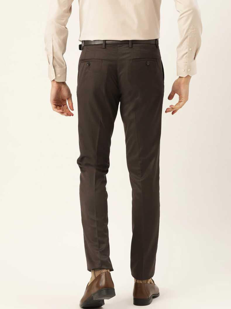 Lycra Blend Solid Regular Fit Mens Formal Trousers