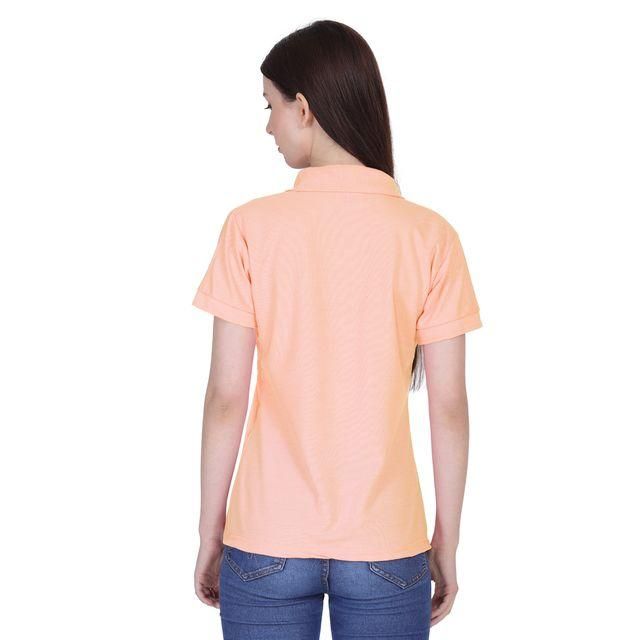 Ketex Peach Cotton Blend Polo Neck Tshirt - Bharat Bazaar