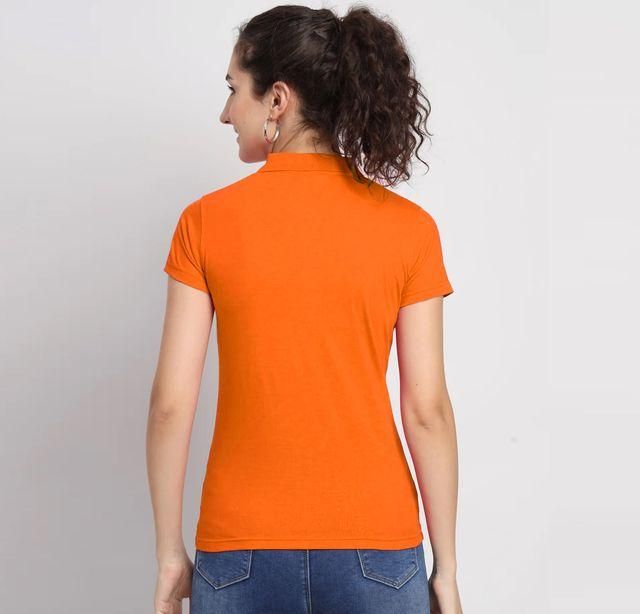 Ketex Orange Cotton Blend Polo Neck Tshirt - Bharat Bazaar