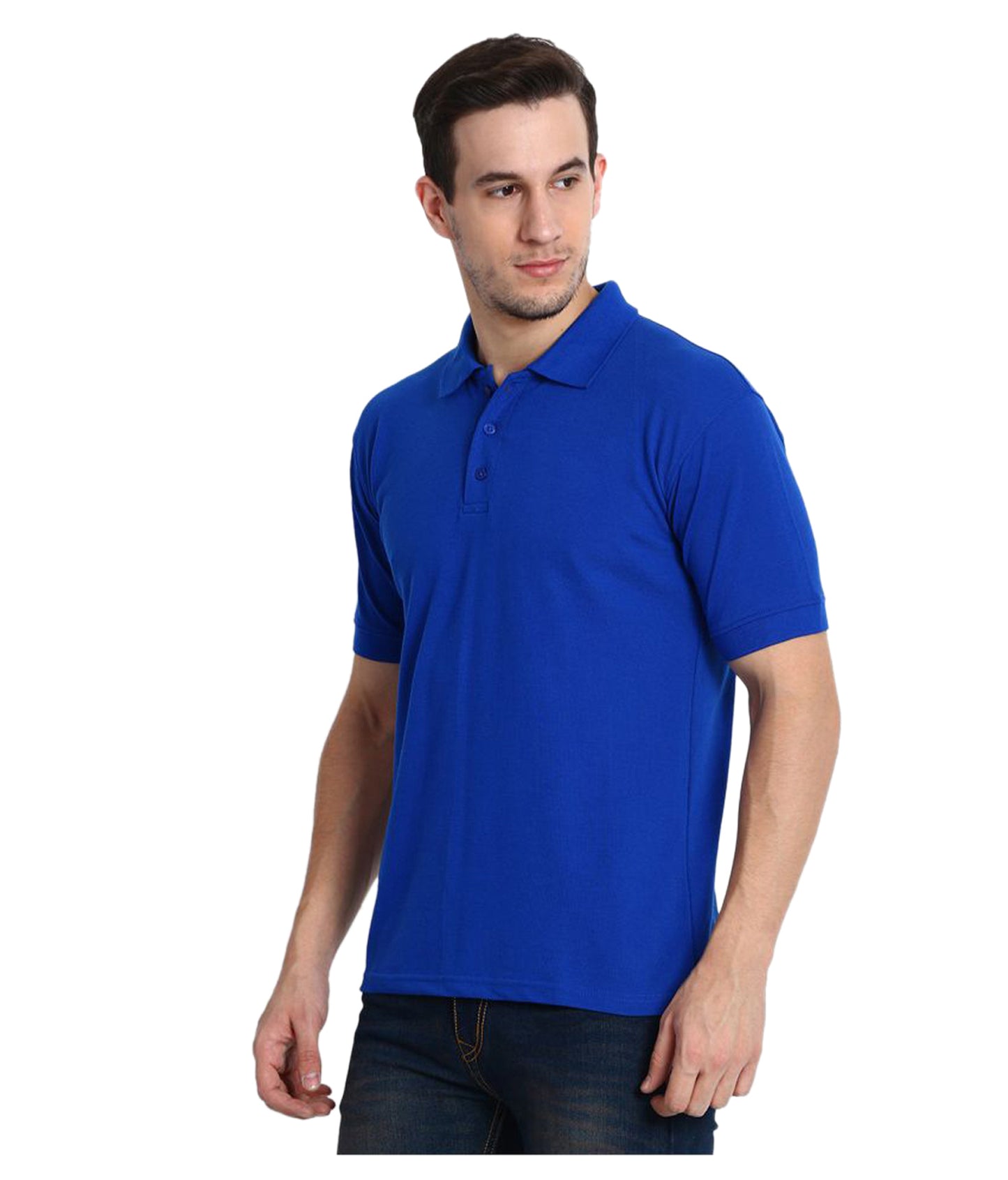 Cotton Blend Solid Half Sleeves Mens Polo T-Shirt