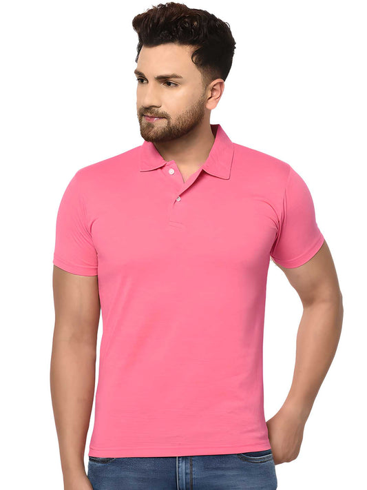 Cotton Blend Solid Half Sleeves Mens Polo T-Shirt