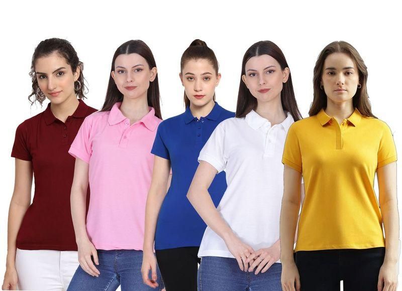 Ketex Cotton Blend Polo Neck T-shirt (Pack Of 5)