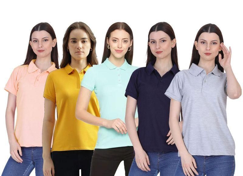 Ketex Cotton Blend Polo Neck T-shirt (Pack Of 5)