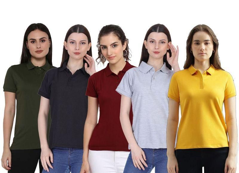 Ketex Cotton Blend Polo Neck T-shirt (Pack Of 5)