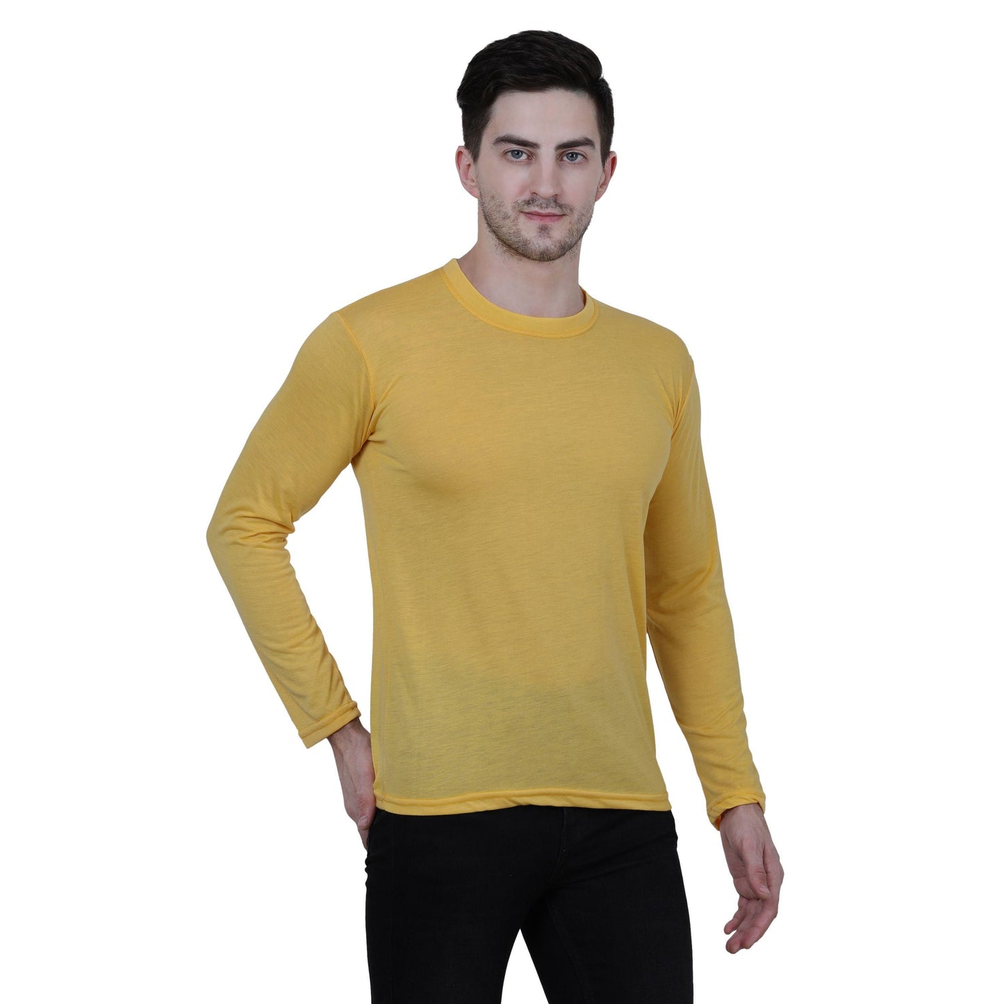 Cotton Blend Solid Full Sleeves T-Shirt